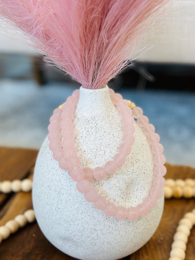 Mojave Vase + Blush Vase Accents + Pink Beads