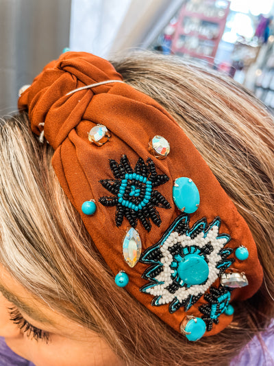 Brown Aztec Print Headband