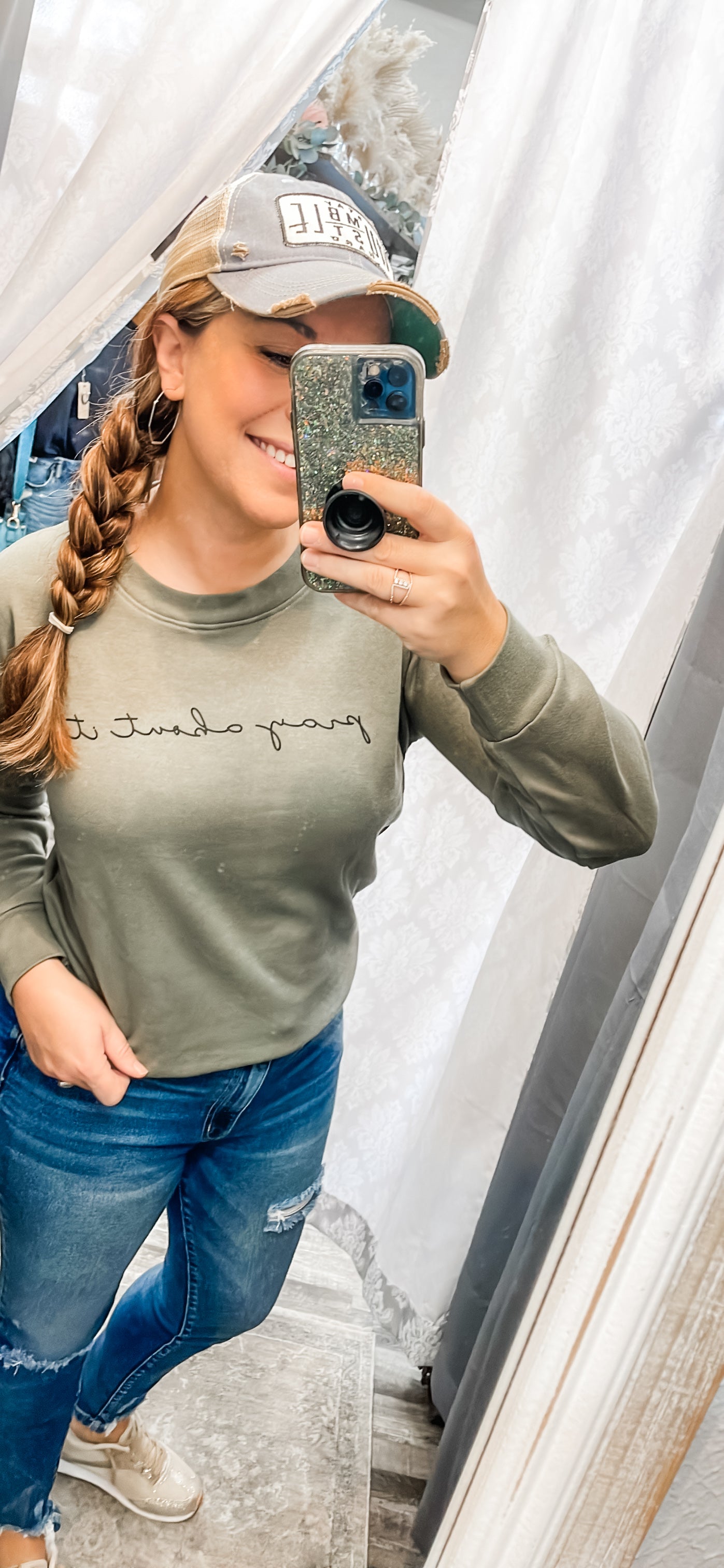 "Pray About It" Olive Pullover