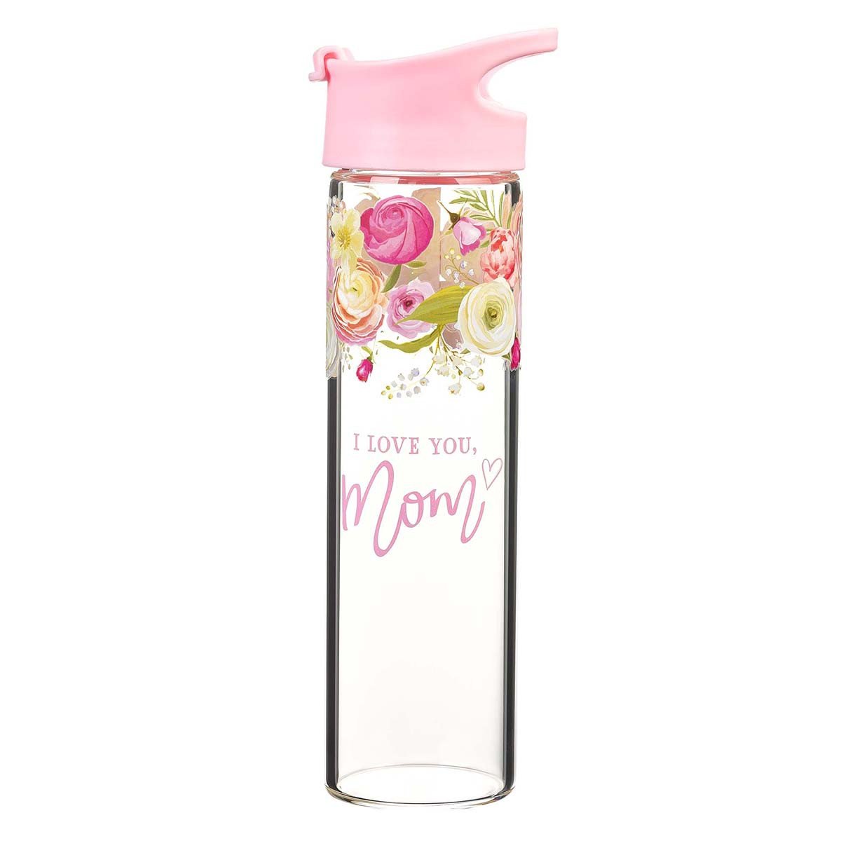 Love You Mom Glass Water Bottle-Ruby & Pearl Boutique
