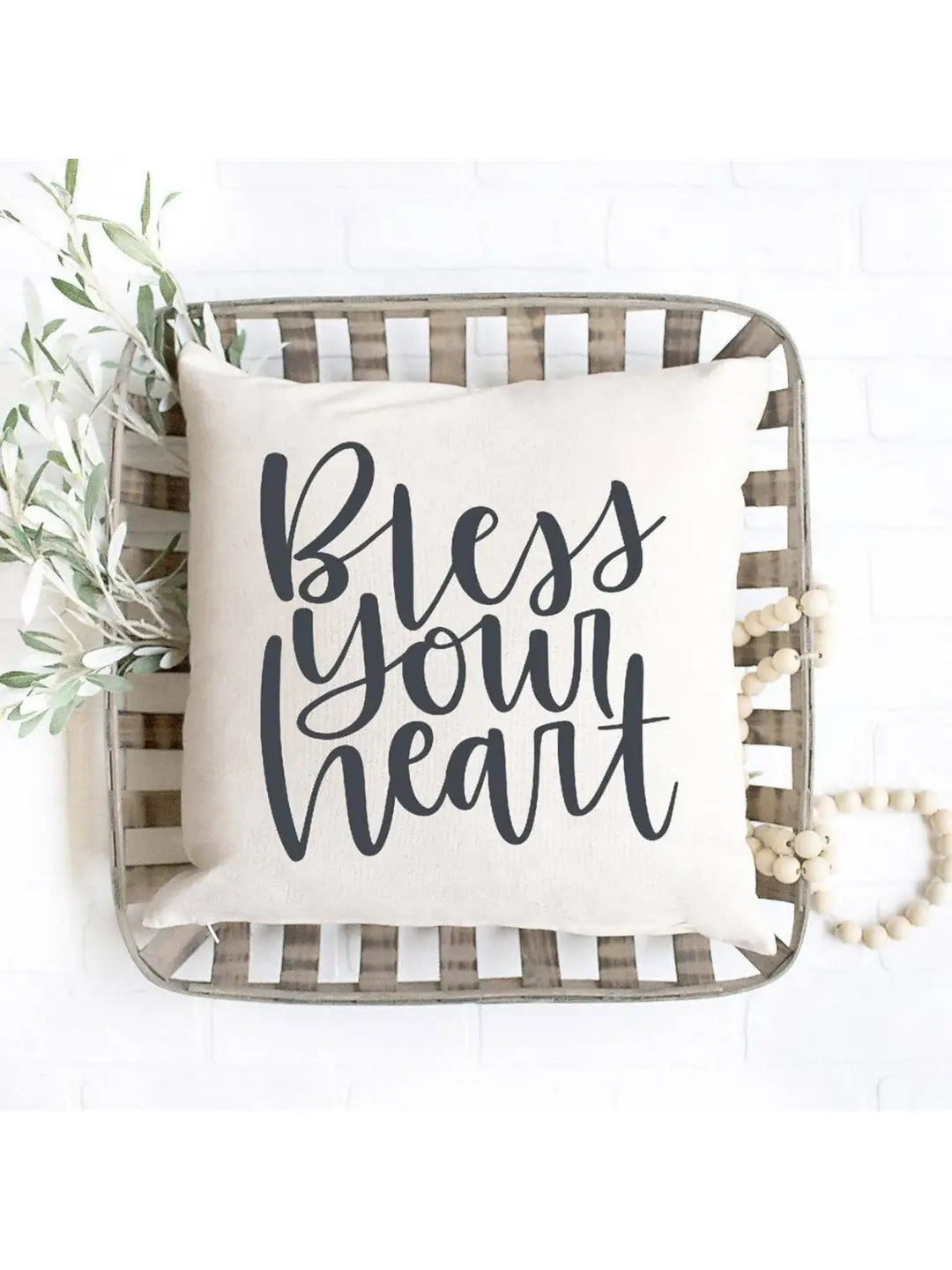"Bless Your Heart" Linen Throw Pillow
