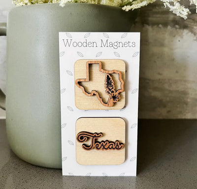 Wooden Texas Magnet Set