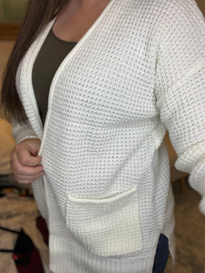 The Ivory Waffle Knit Cardigan