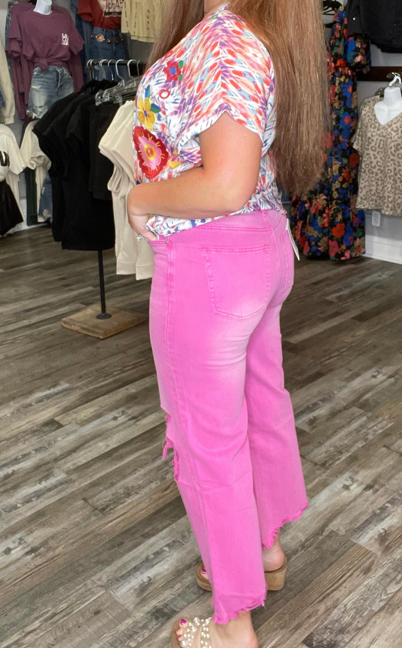 The Hot Pink Cropped Jeans