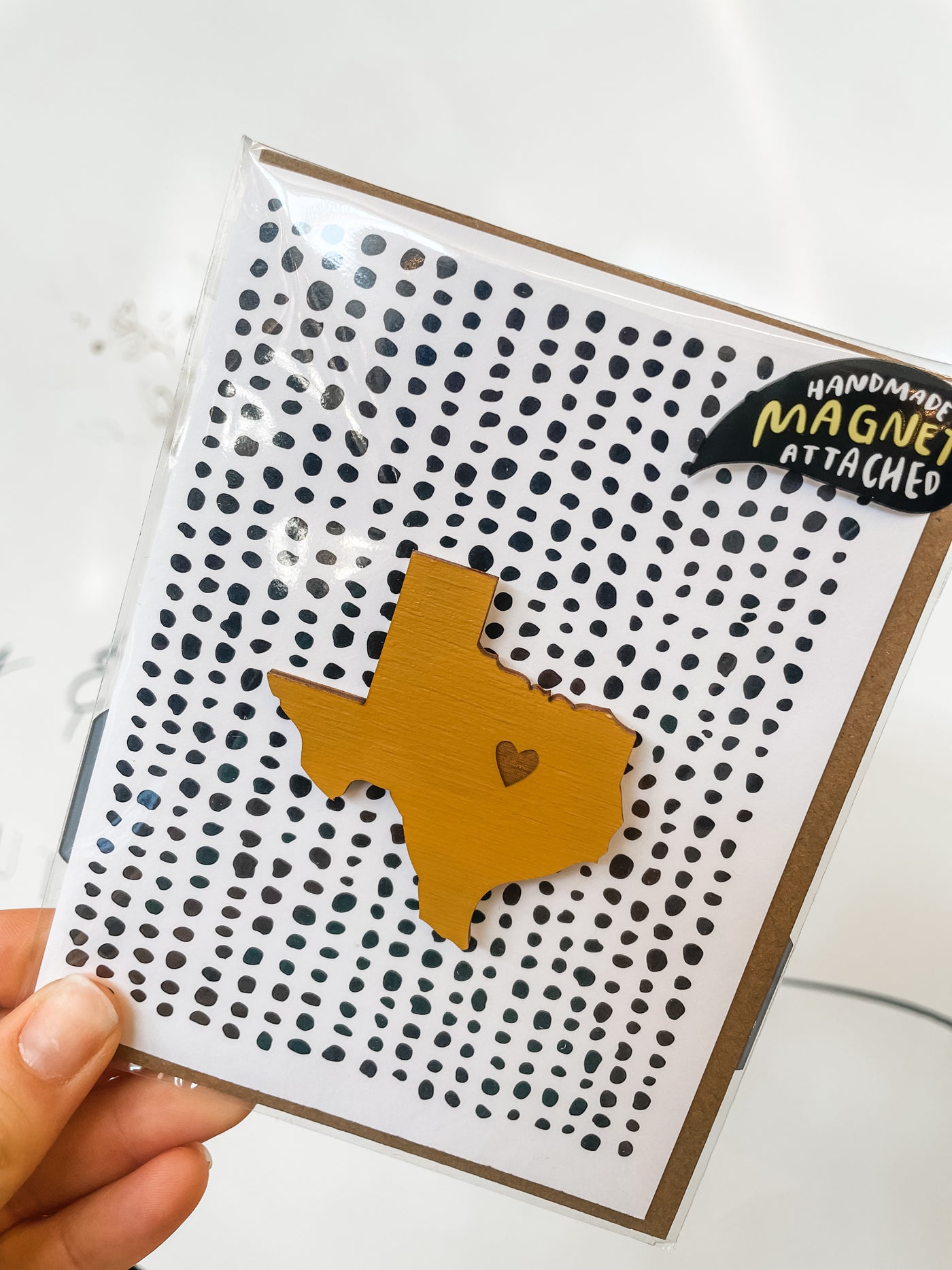 Texas Heart Magnet + Card (Mustard)