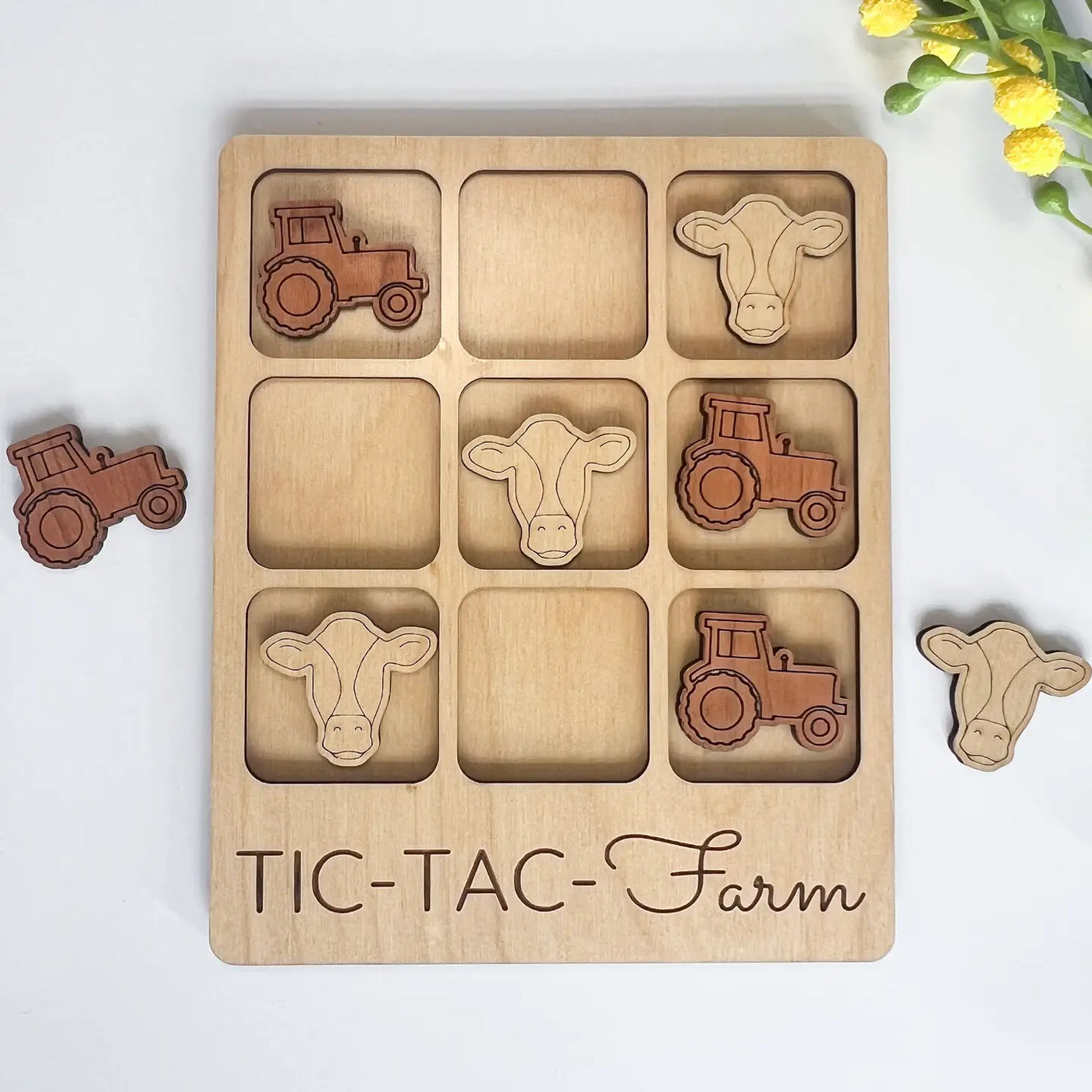 Tic-Tac-Toe Farm Game (Cow + Tractor)