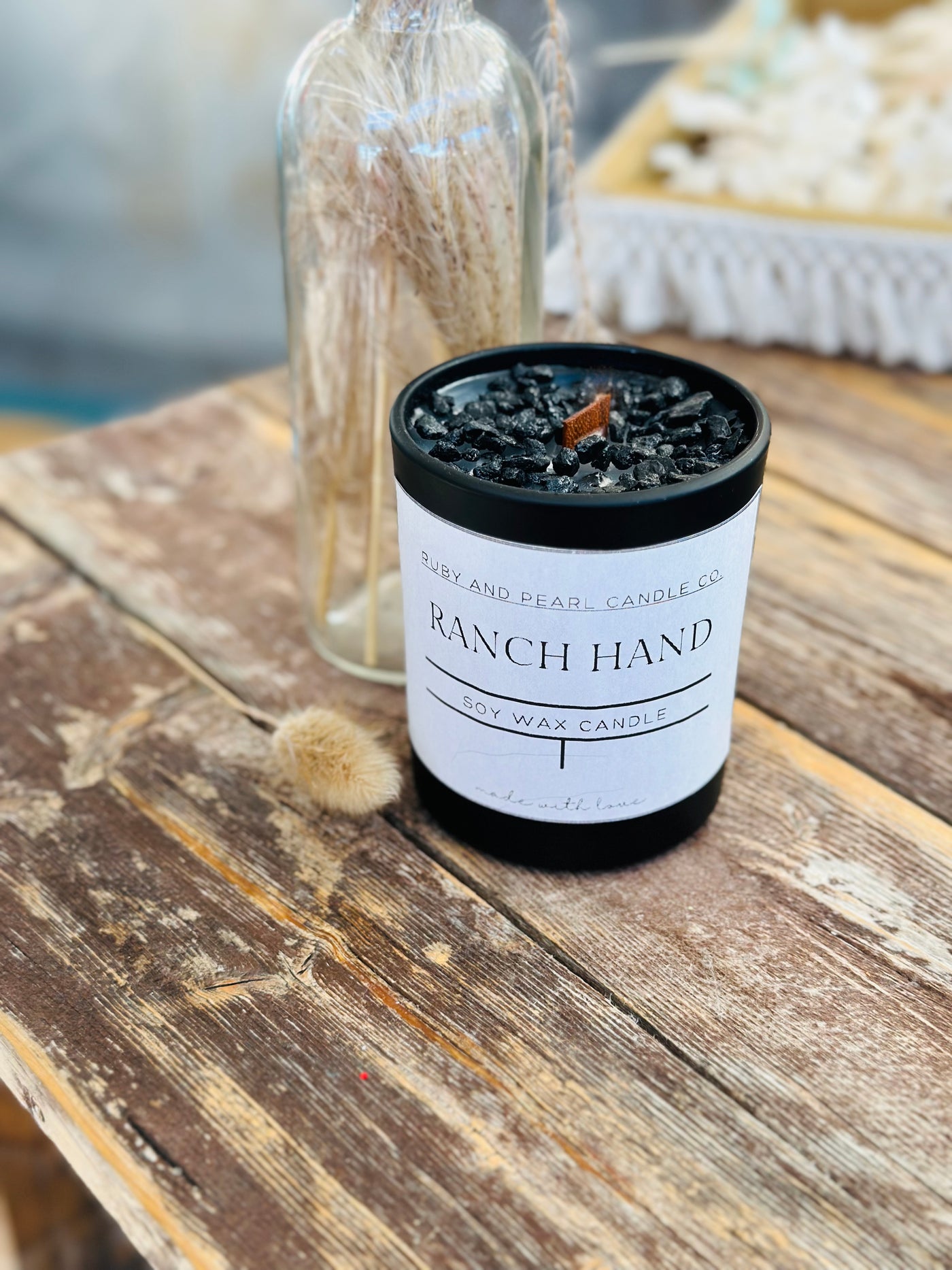 6oz Ranch Hand Candle (Black stones)