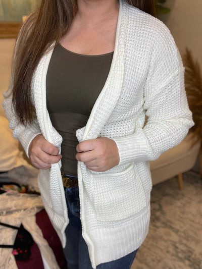 The Ivory Waffle Knit Cardigan