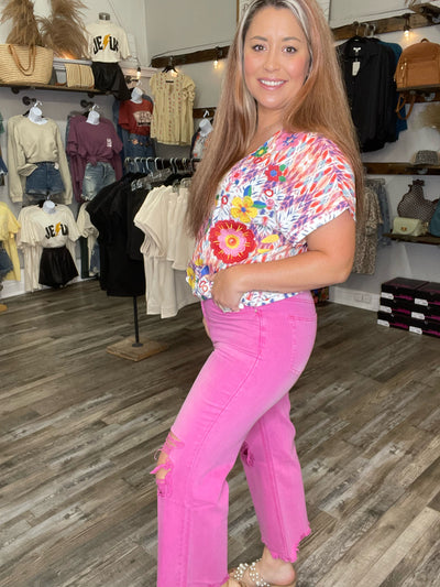 The Hot Pink Cropped Jeans