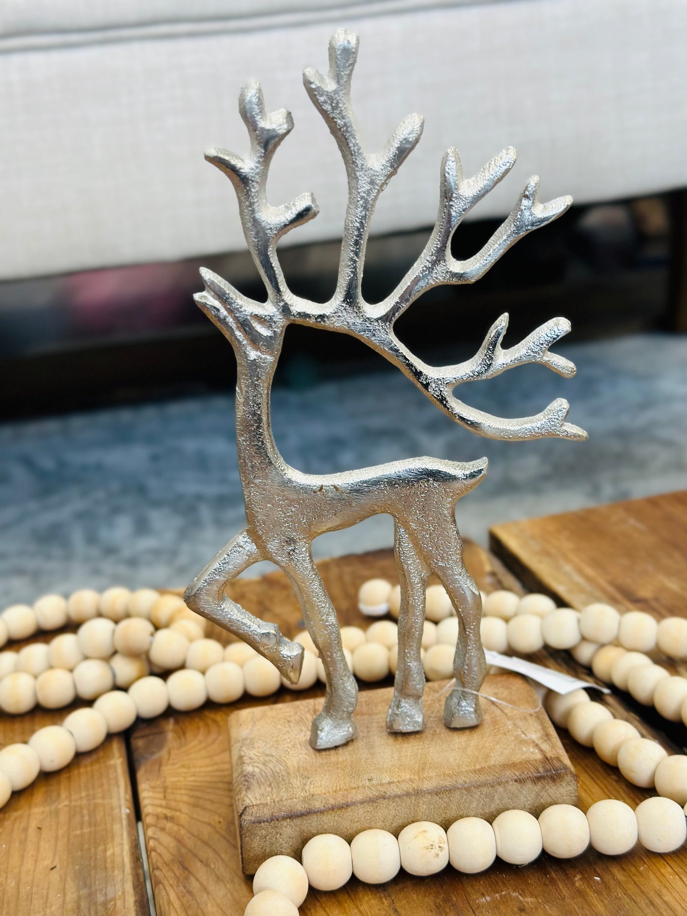 Silver Reindeer with Base