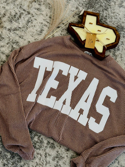 The Corded Texas Pullover (MOCHA/WHITE)