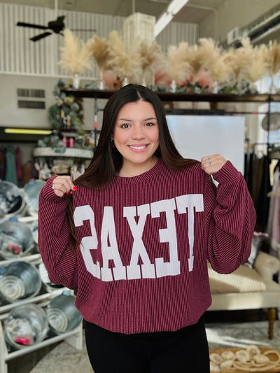 The Corded Texas Pullover (Burgundy)