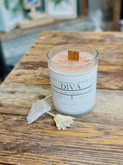 6oz Diva Candle (Clear + Pink)