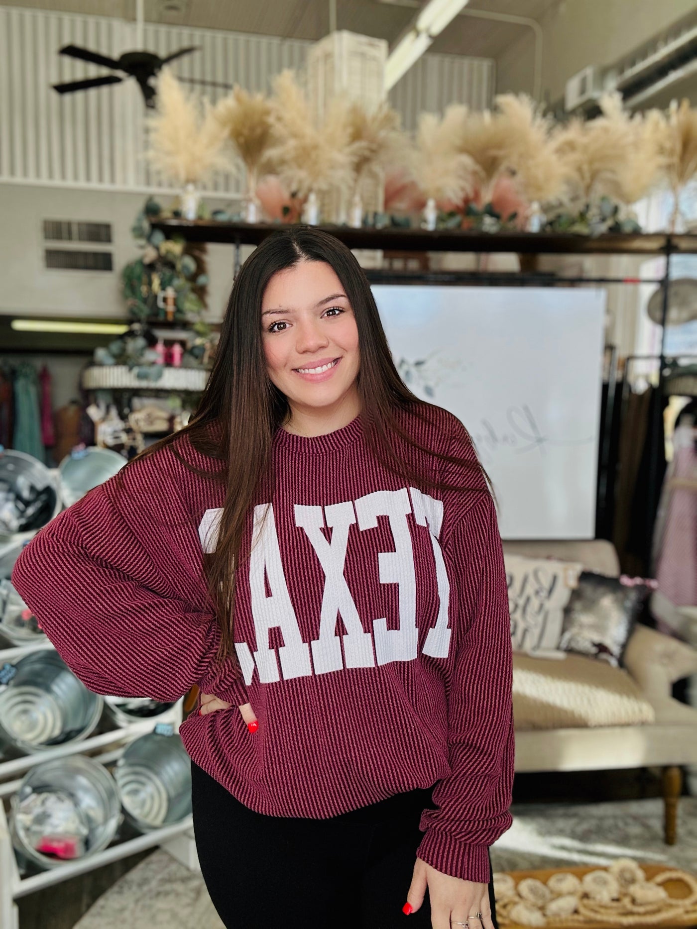 The Corded Texas Pullover (Burgundy)