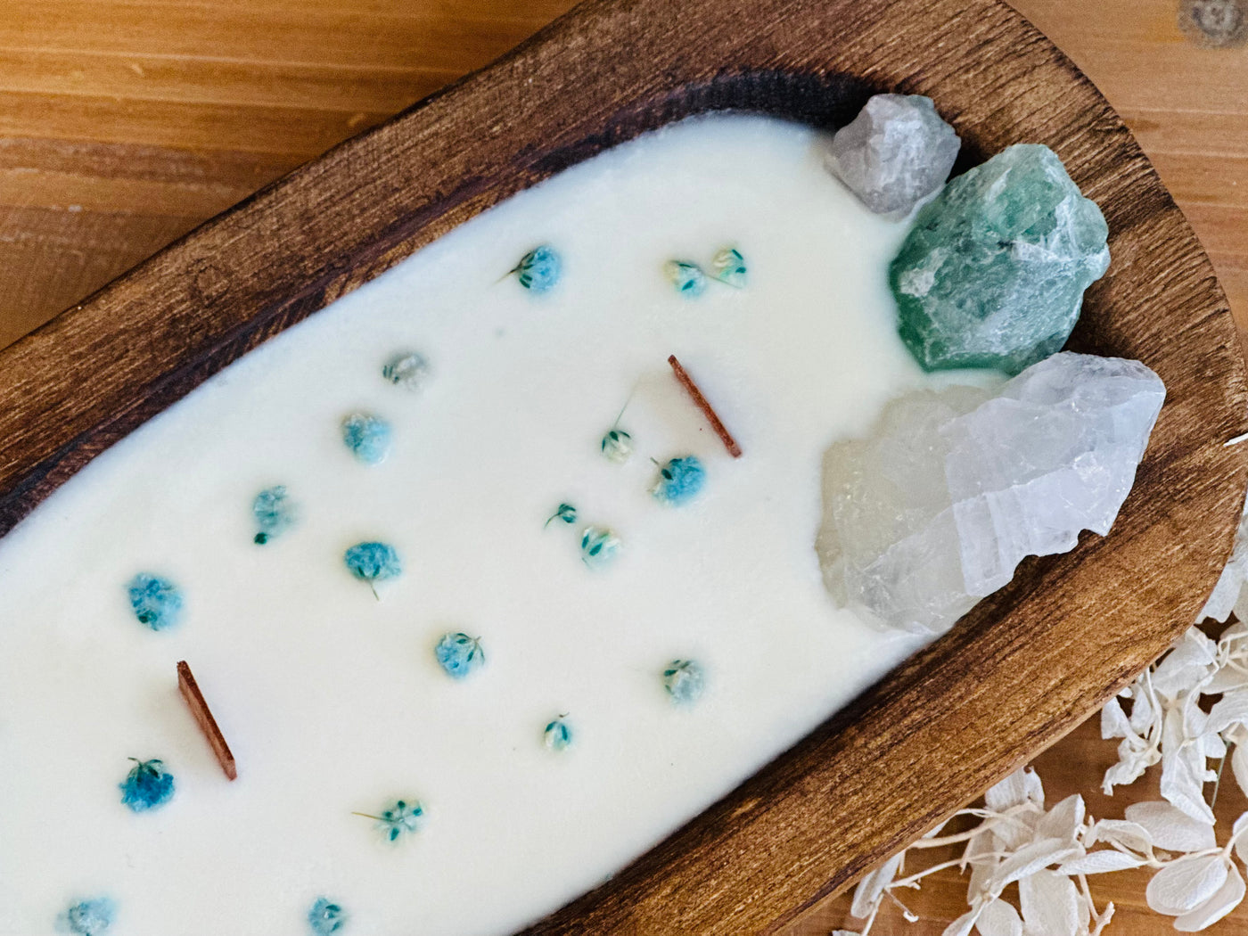 Turquoise & Crystals Dough Bowl Candle (Pomegranate Cider)