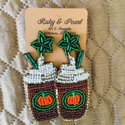Beaded Fall Themed Earrings-Ruby & Pearl Boutique