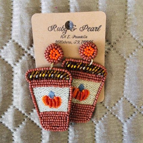 Beaded Fall Themed Earrings-Ruby & Pearl Boutique