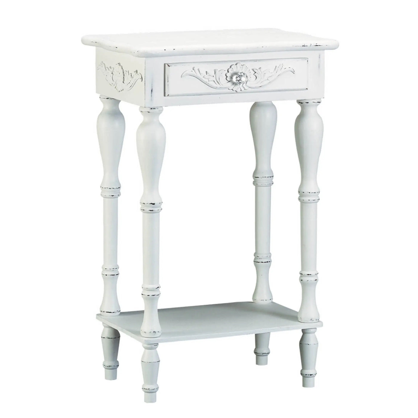 Carved White Side Table-Ruby & Pearl Boutique