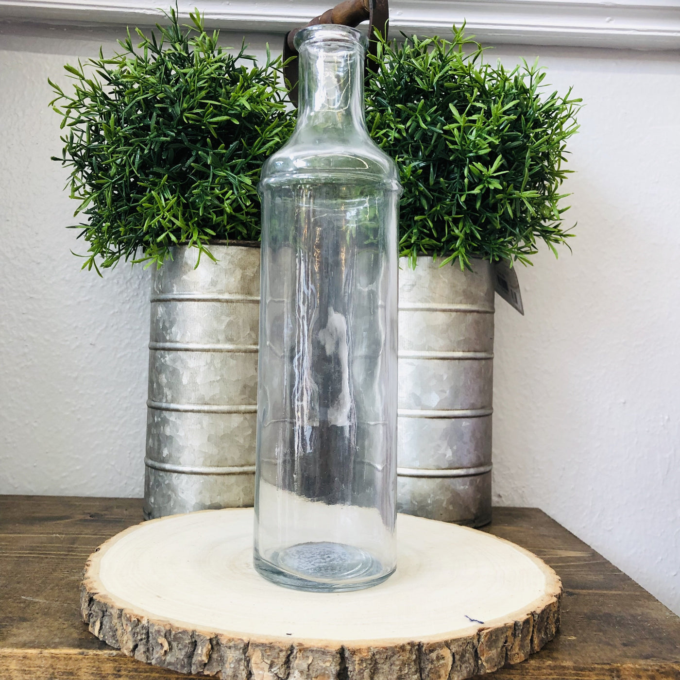 Clear Skinny Glass Decor Bottle-Ruby & Pearl Boutique