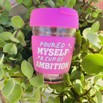 Cup Of Ambition Glass Travel Mug (12oz)-Ruby & Pearl Boutique