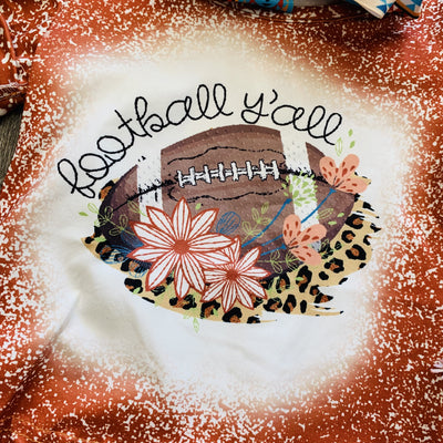 Football Y'all Little Bleached Tee-Ruby & Pearl Boutique