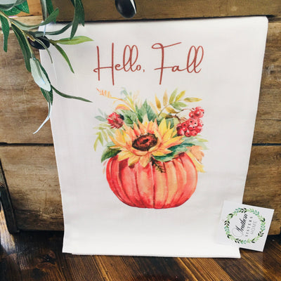 Hello Fall Watercolor Art Kitchen Towel-Ruby & Pearl Boutique
