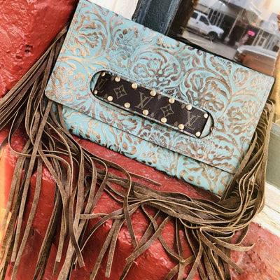“Shilah” Fringe Tooled Leather Hip Clutch-Ruby & Pearl Boutique
