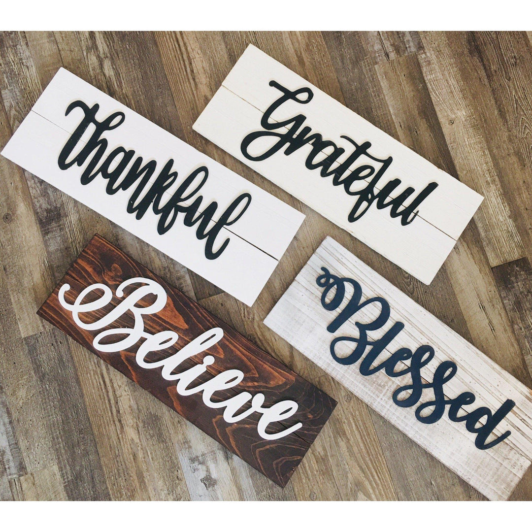 Thankful, Grateful, Blessed | Wooden discount Signs| Home Decor | Farmhouse