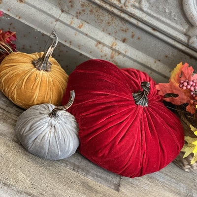 The Great Velvet Pumpkin (Set of 3)-Ruby & Pearl Boutique