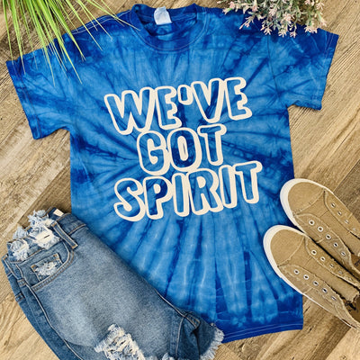 We've Got Spirit Tie Dye Tee- Blue-Ruby & Pearl Boutique