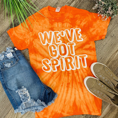 We've Got Spirit Tie Dye Tee-Orange-Ruby & Pearl Boutique