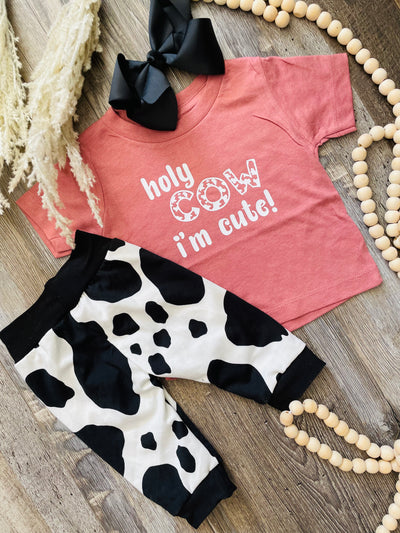 Black Cow Print Baby & Toddler Joggers