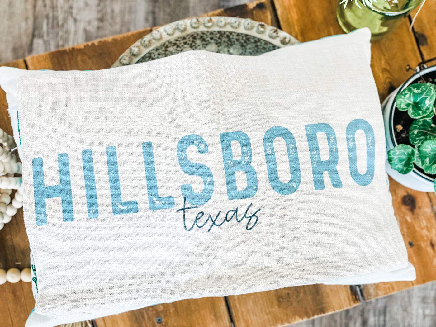 Hillsboro, Texas Lumbar Throw Pillow Cover