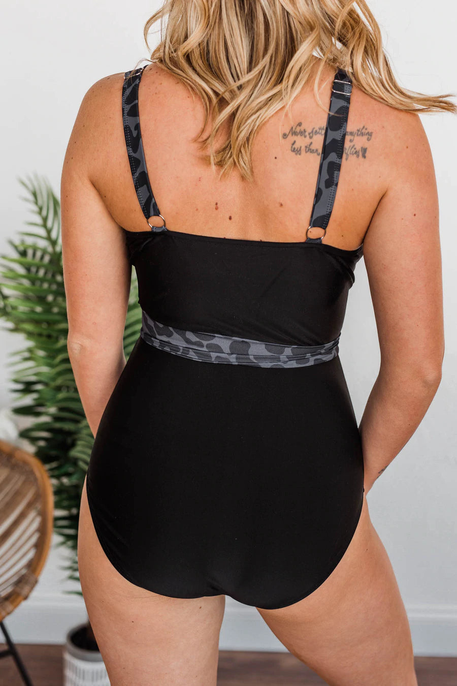 The Arya One-Piece Swimsuit (Charcoal Leopard)
