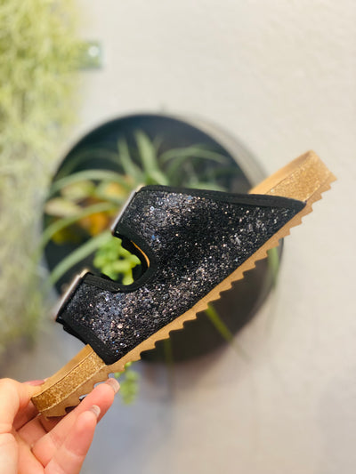 The Black Glitter Sandal